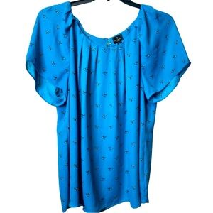 Worthington 2x turquoise bird shirt sleeve shirt